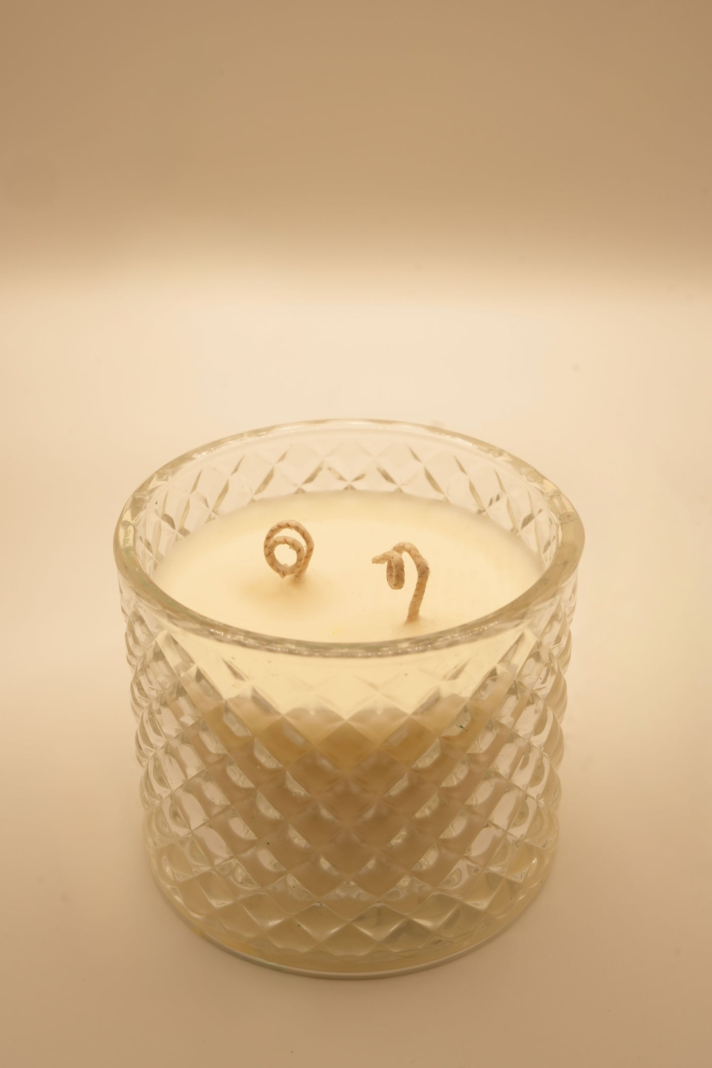 Clear Cut-Glass Candle (One-of-a-Kind, Double Wick)