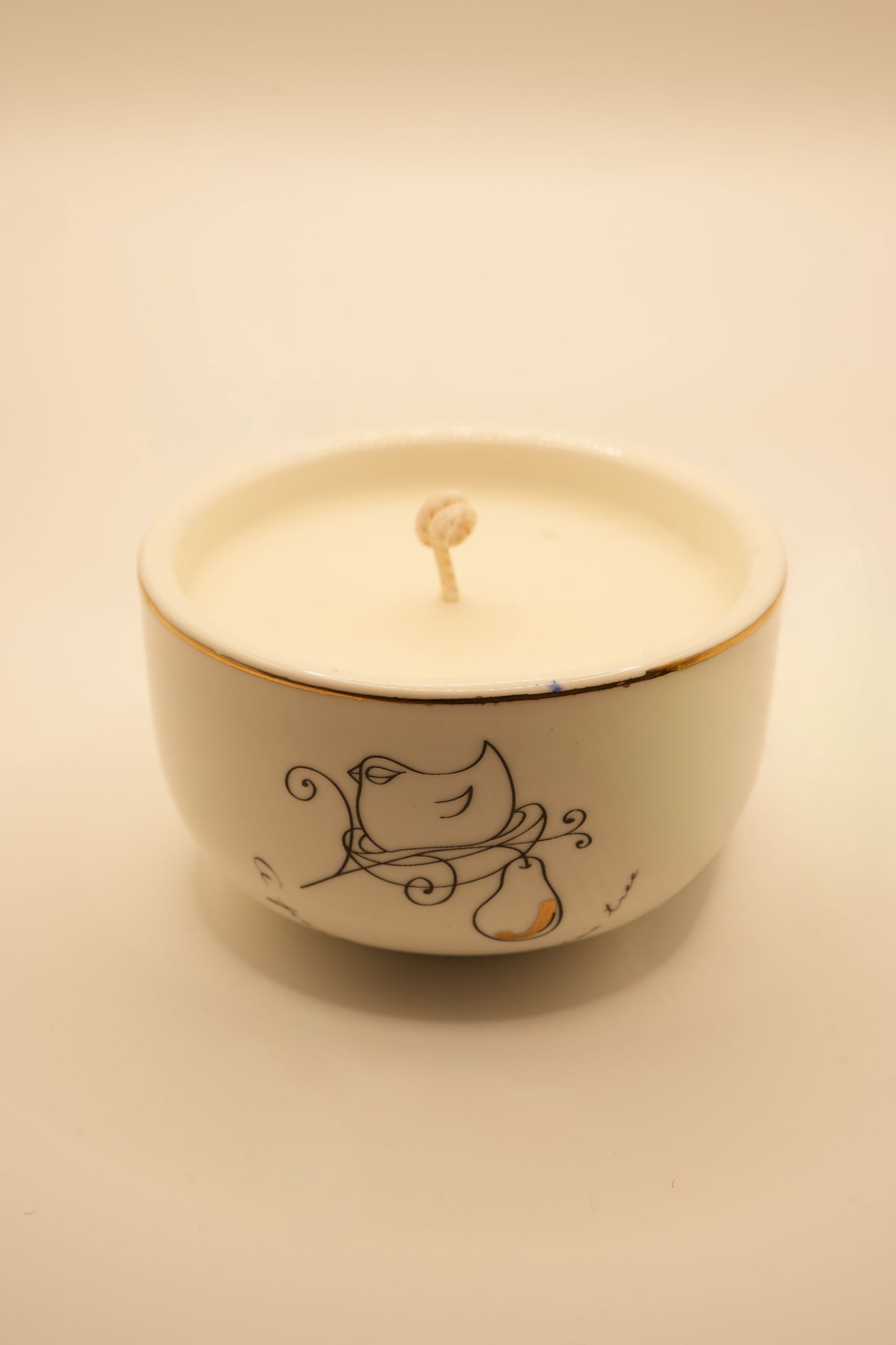 White Porcelain Bird Bowl Candle (One-of-a-Kind)