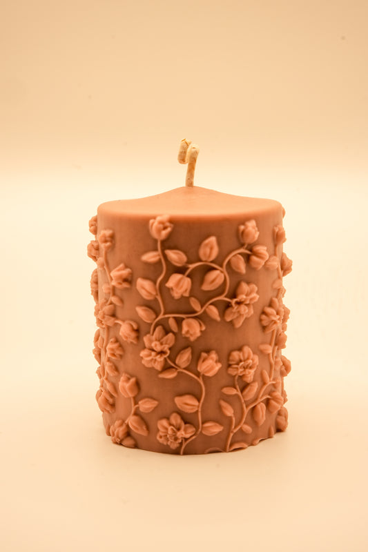Floral Embossed Pillar Candle