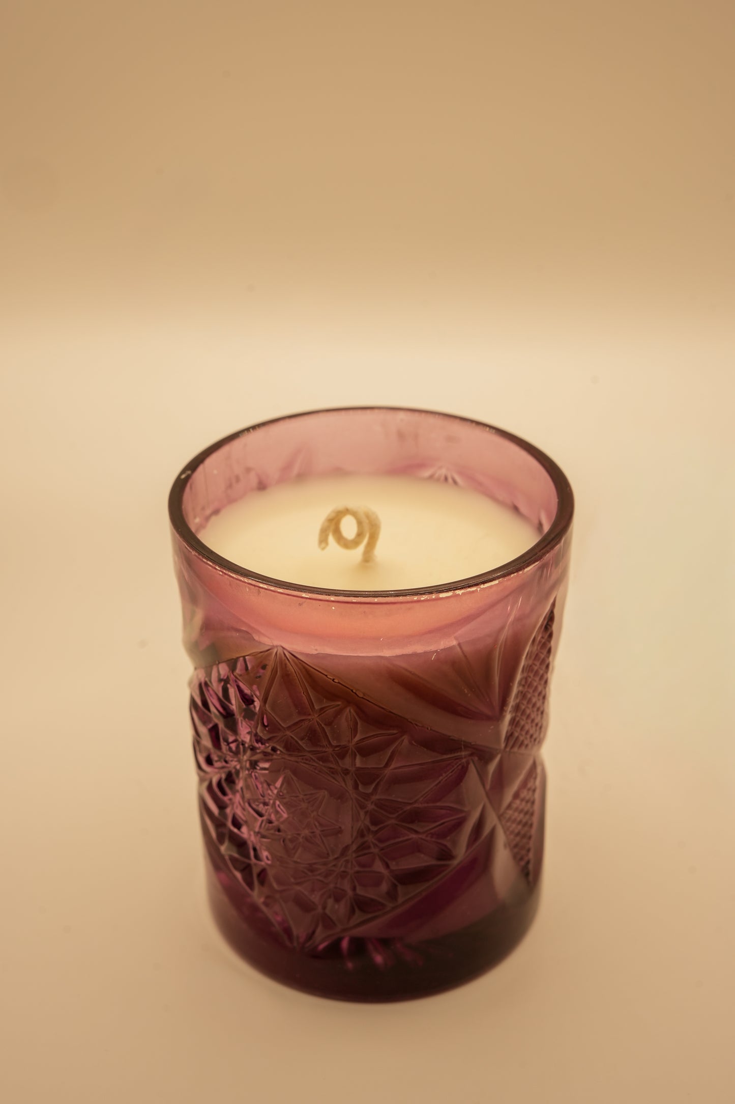 Purple Embossed Glass Candle