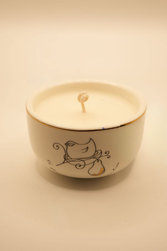 White Porcelain Bird Bowl Candle (One-of-a-Kind)